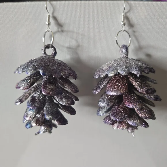 HANDCRAFTED Pinecorn Pierced Earrings HANDPAINTED Holiday Jewelry Accessories - Picture 4 of 15